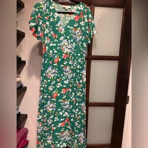 LOFT Green Flutter Sleeve Sundress